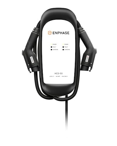 Cargador dual EV de 40 amperios, Enphase HCS-D50, 240v, 9.6kW de potencia, 5 años de garantía, certificado de seguridad, conectores J1772, cableados, cables de 25 pies, anteriormente ClipperCreek