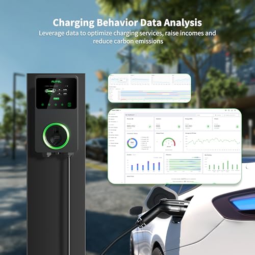 Autel Smart - Cargador eléctrico para vehículo (EV) nivel 2, 50 amperios con visualización táctil LCD, compatible con OCPP, integrado con Autel Cloud, exterior/interior, Wi-Fi 4G y Bluetooth MAXI US AC W12-4G