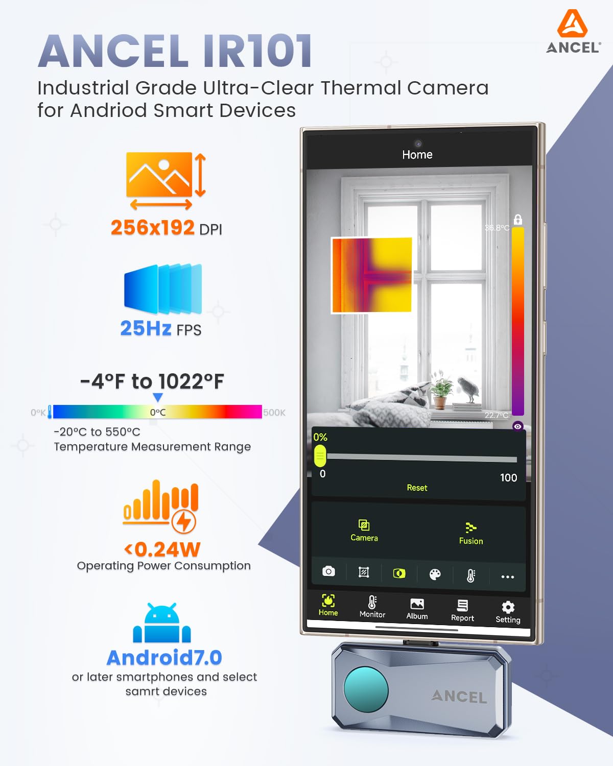 ANCEL IR101 Cámara de imágenes térmicas para teléfonos inteligentes Android (azul)