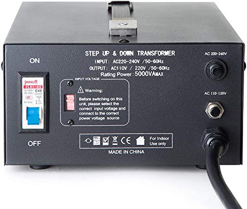 ELC T Convertidor Transformador de Voltaje Paso Arriba/Abajo 110 V/220 V Protección de disyuntor, 5000 Watts