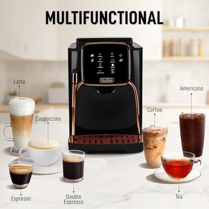 Zulay Kitchen Magia Clasica - Máquina de café espresso totalmente automática con molinillo - Cafetera con visualización táctil con operación de un solo toque, sistema de espuma de leche para leche,