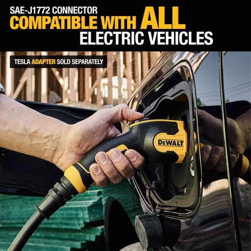 DEWALT Cargador portátil de nivel 2 para vehículos eléctricos de hasta 16 amperios 120-240 V, certificado CSA para interiores y exteriores, EV NEMA 6-20 con adaptador 5-15 incluido DXPAEV016