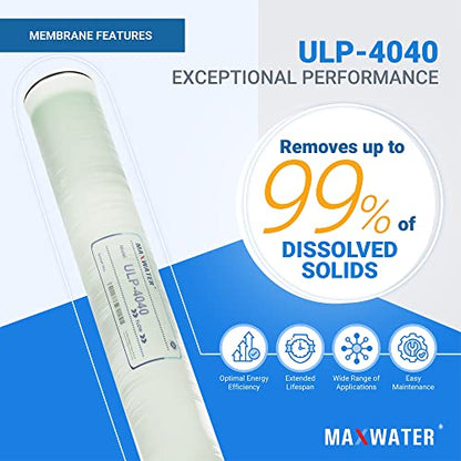 Max Water Membrana RO comercial 4040 de ósmosis inversa (ULP-4040: 2600GPD) tamaño 4 "x 40" bueno para industrial, agrícola, toda la casa y más