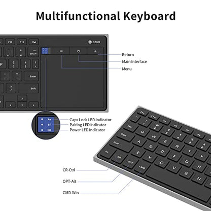 CZUR Teclado Bluetooth recargable con panel táctil, teclado de computadora portátil con trackpad, teclado ultra delgado inalámbrico para PC/portátil/tableta/teléfono/Smart TV