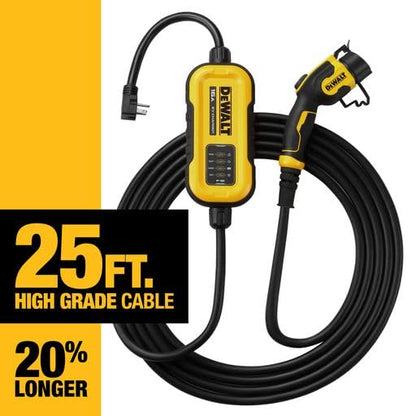 DEWALT Cargador portátil de nivel 2 para vehículos eléctricos de hasta 16 amperios 120-240 V, certificado CSA para interiores y exteriores, EV NEMA 6-20 con adaptador 5-15 incluido DXPAEV016