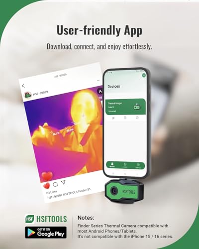 Finder S1 - Cámara térmica para Android, resolución IR de 96 x 96 pulgadas, cámara de imágenes térmicas con súper resolución en vivo, cámara termográfica para teléfonos y tabletas Android,