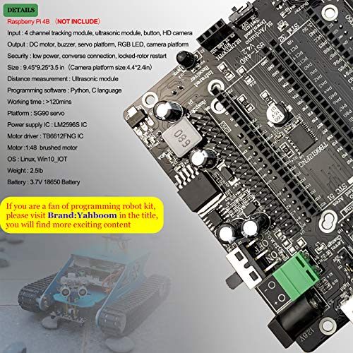 Yahboom Kit de robot AI chasis de tanque para Raspberry Pi 4B Kit de inicio de cámara Python Programable Proyecto de ciencia electrónica DIY robótica de coche inteligente para mayores de 16 años