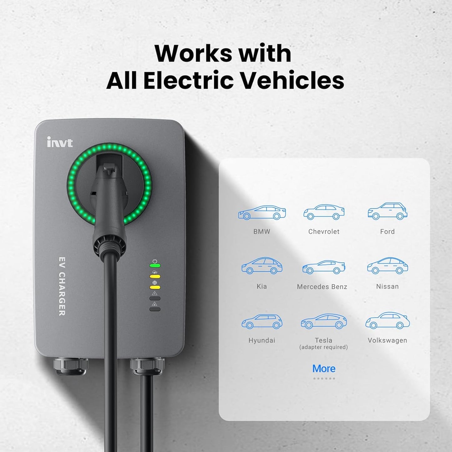 Cargador EV de nivel 2 (240 V/40 amperios, enchufe NEMA 6-50 o cableado), WiFi inteligente para el hogar, compatible con Bluetooth, EVSE, cargador de automóvil eléctrico # EVC16-0000001