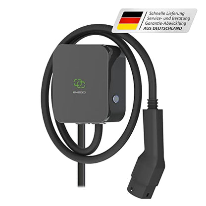 EM2GO Wallbox Estación de carga para coche eléctrico de 11 kW con cable de carga tipo 2 de 5 m de largo, cargador EV trifásico que incluye soporte de pared y aplicación Smart Home, caja de pared compacta para vehículos eléctricos - EM022AC1ONC