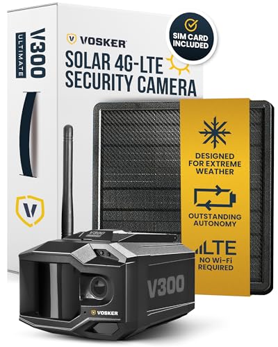 Vosker V300 Ultimate 4G-LTE - Cámara de seguridad autónoma para exteriores | Banco de energía solar externa de alta capacidad de 15,000 mAh | Tarjeta SIM incluida | No necesita Wi-Fi | Transmisión en