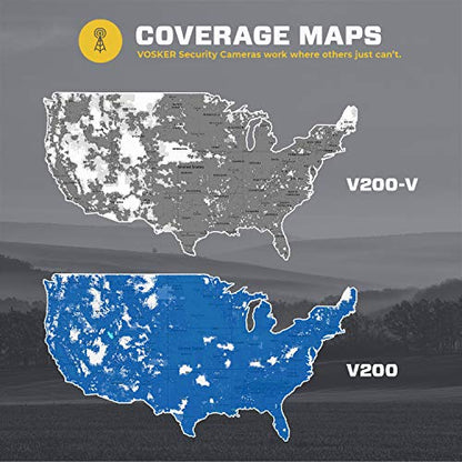 Vosker - Cámara de seguridad inalámbrica V200 LTE para exteriores, panel solar integrado, resistente a la intemperie, no requiere Wi-Fi, cámara de vigilancia HD activada por movimiento, notificaciones de pulsación de teléfono celular