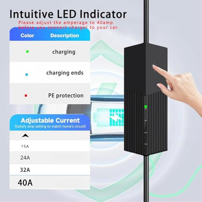 Cargador rápido Tesla EV de nivel 2,15/24/32/40 Amp 240 V, cargador de vehículo eléctrico NACS con cable de carga de 21 pies NEMA 14-50 enchufe, estación de carga de EV doméstica enchufable