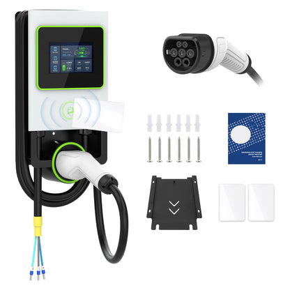 Cargador EV 32A tipo 2 - BELEY 7KW 220V Estación de carga de pared inteligente EV Pantalla LCD HD de 4,3 pulgadas CE y TÜV Cable de carga de 8 m 5 modos de carga 6 idiomas IP65 a prueba de agua IEC 61851 DMMT211311-09-3642