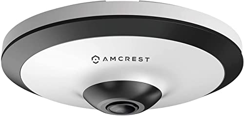 Amcrest Fisheye IP POE Cámara, 360° Panorámica 5-Megapixel POE IP Cámara, Fish Eye Security Interior Cámara, IVS Características y conteo de personas, grabación MicroSD, IP5M-F1180EW-V2 (blanco)