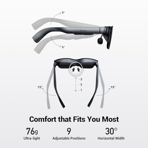 RayNeo Gafas Air 2 AR – Lentes inteligentes con micro OLED de 201 pulgadas, ultra rápido 120 Hz, brillo de 600 nits, gafas de pantalla de video de 1080P y trabajo en Android/iOS/consolas/PC –