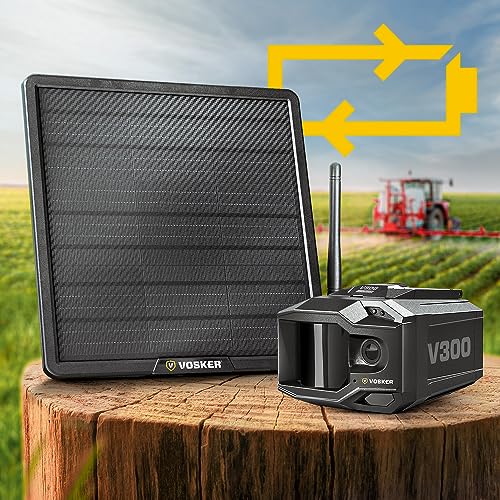 Vosker V300 Ultimate 4G-LTE - Cámara de seguridad autónoma para exteriores | Banco de energía solar externa de alta capacidad de 15,000 mAh | Tarjeta SIM incluida | No necesita Wi-Fi | Transmisión en