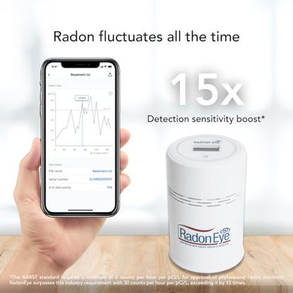 Detector monitor inteligente de radón Radon Eye RD200, para pruebas de propietarios de casa, teléfono inteligente permitido