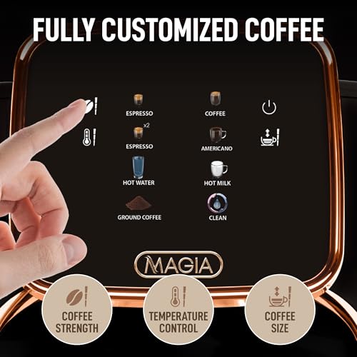 Zulay Kitchen Magia Clasica - Máquina de café espresso totalmente automática con molinillo - Cafetera con visualización táctil con operación de un solo toque, sistema de espuma de leche para leche,