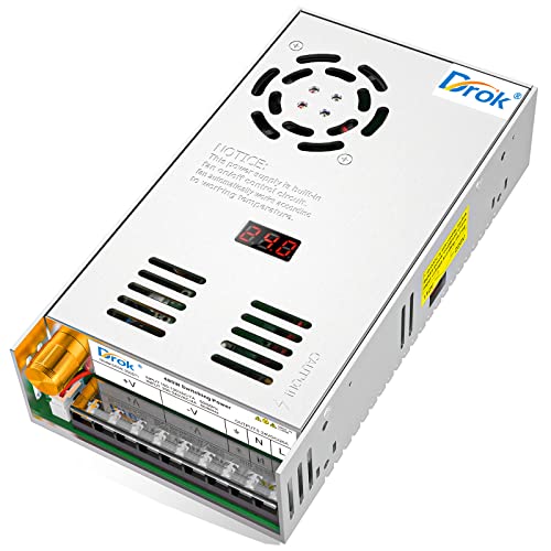 DROK - Fuente de alimentación de 24 V, CA 110 V/220 V a CC 0-24 V, 20 A 480 W, adaptador ajustable variable regulado 5 V, 12 V, 24 V, voltaje, transformador LED de voltaje de conmutación de 20 A,