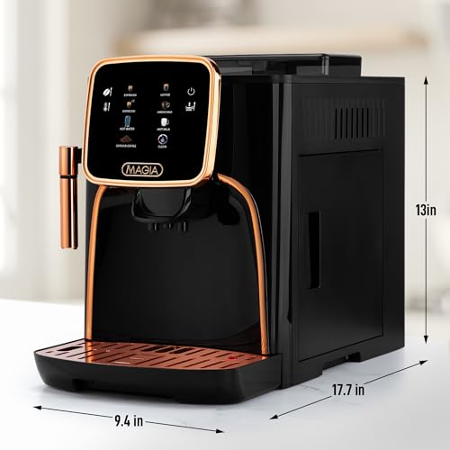 Zulay Kitchen Magia Clasica - Máquina de café espresso totalmente automática con molinillo - Cafetera con visualización táctil con operación de un solo toque, sistema de espuma de leche para leche,