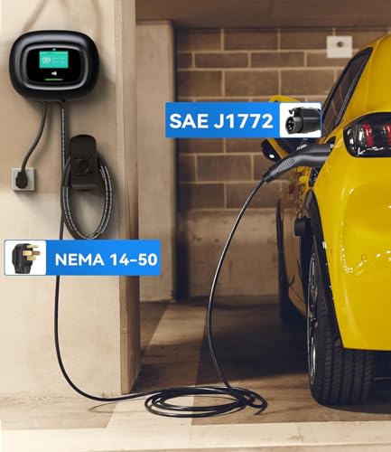 Cargador EV de nivel 2 compatible con J1772 EVS - Cargador EV de 240 V y 40 amperios Nivel 2 Estación de carga de pared EV Cargador de EV para el hogar con cable de carga de 25 pies NEMA 14-50 Plug