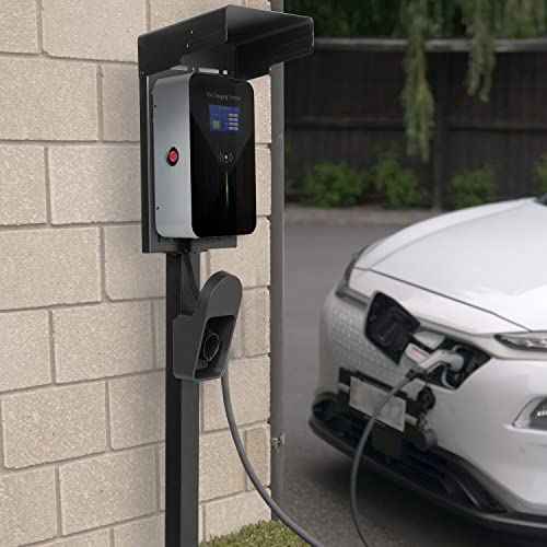 VIVO Soporte de carga para vehículos eléctricos al aire libre, campana de protección contra la intemperie, pedestal para estación de carga, montaje en el suelo, todo tipo de clima, pila de vehículo