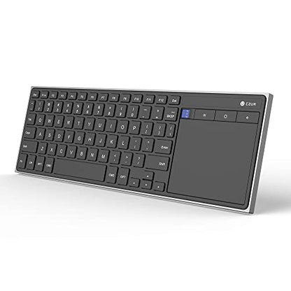 CZUR Teclado Bluetooth recargable con panel táctil, teclado de computadora portátil con trackpad, teclado ultra delgado inalámbrico para PC/portátil/tableta/teléfono/Smart TV