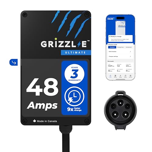 Grizzl-E 48A Ultimate Level 2 Cargador de vehículo eléctrico (EV) de 48 A, probado por UL y certificado, carcasa de metal, estación de carga rápida para automóvil eléctrico para interiores y