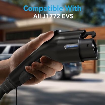 Cargador EV de nivel 2 compatible con J1772 EVS - Cargador EV de 240 V y 40 amperios Nivel 2 Estación de carga de pared EV Cargador de EV para el hogar con cable de carga de 25 pies NEMA 14-50 Plug