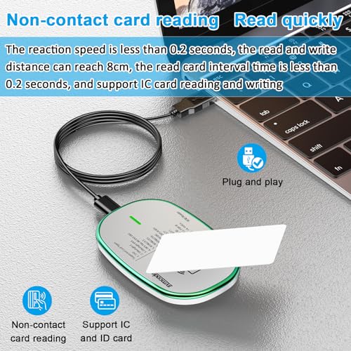 Lector RFID 125KHz y 13.56Mhz lector USB Plug and Play USB HID dispositivo emular teclado para Win Linux Android iOS blanco