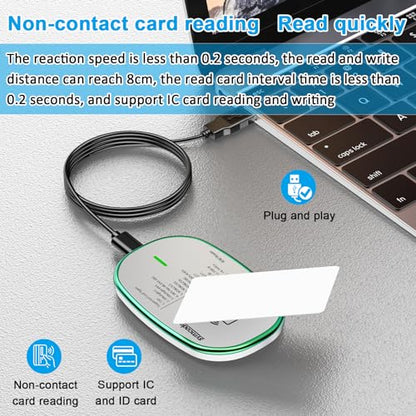 Lector RFID 125KHz y 13.56Mhz lector USB Plug and Play USB HID dispositivo emular teclado para Win Linux Android iOS blanco