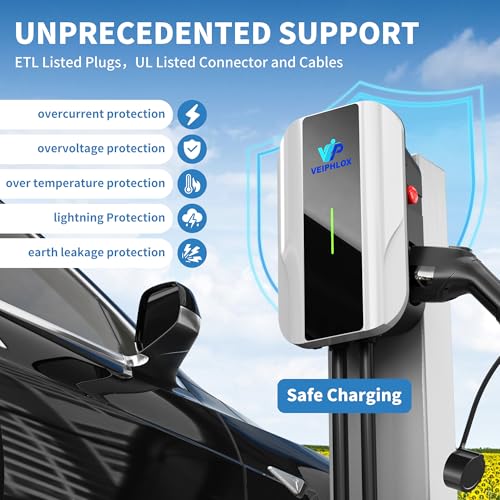 Cargador EV de nivel 2 de 40 amperios, cargadores EV para el hogar de 240 V, cargador de coche eléctrico de 9.6 kW, estaciones de carga rápida para vehículos eléctricos para exteriores/interiores,