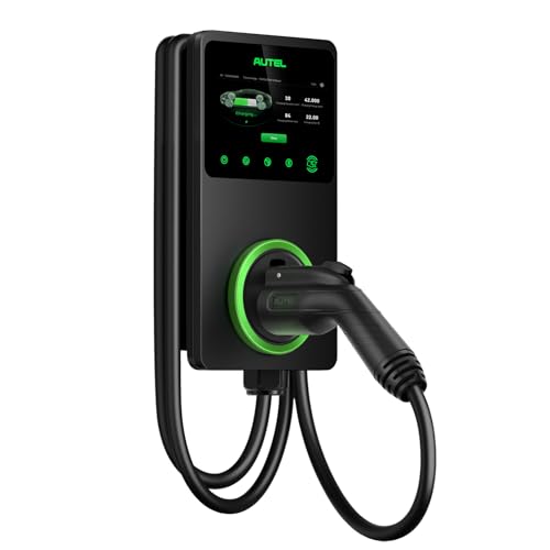 Autel Cargador inteligente para vehículos eléctricos (EV), 50 amperios nivel 2 Wi-Fi y pantalla táctil EVSE 4G habilitada para Bluetooth, con funda en el cuerpo y cable de 25 pies, color negro