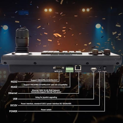 Tenveo Paquete de cámara VL12U y controlador KB200 - Cámara PTZ 12X 4K con HDMI/USB3.0/LAN (PoE) y controlador PTZ Controlador de teclado Joystick para servicios de adoración de la iglesia Conferencia