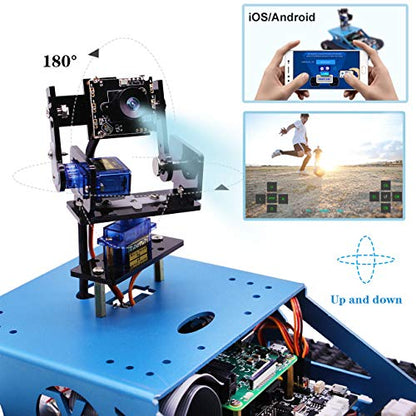 Yahboom Kit de robot AI chasis de tanque para Raspberry Pi 4B Kit de inicio de cámara Python Programable Proyecto de ciencia electrónica DIY robótica de coche inteligente para mayores de 16 años