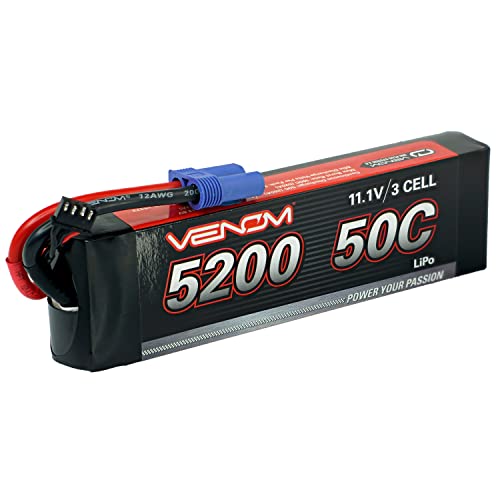 Venom Drive Series 50C 3S - Batería LiPo RC de 5200 mAh 11.1 V, polímero de litio de 3 celdas, conector de silicona suave y compatible con 2WD, 4WD, camión y Buggies