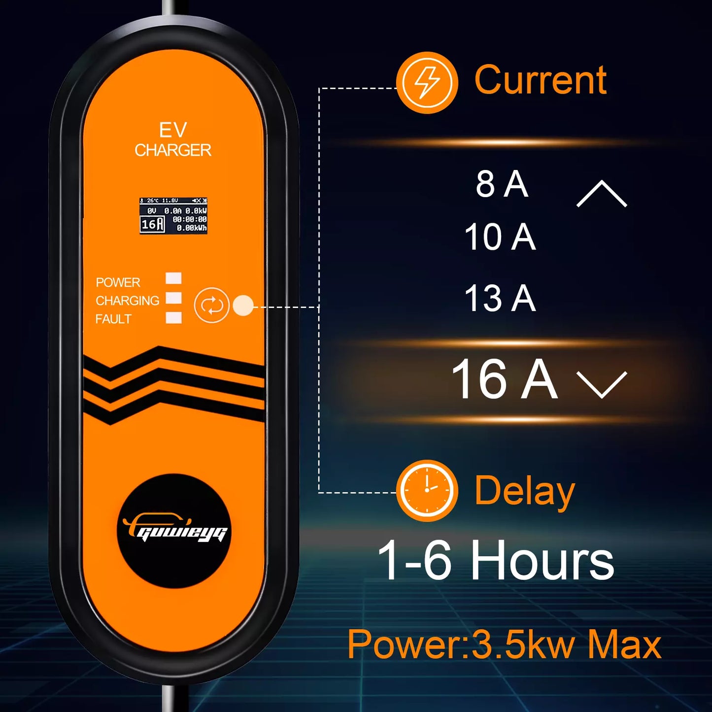 GUWIEYG Cargador EV portátil Tipo 1 Tipo 2 G/BT Cable de carga Controlador Wallbox