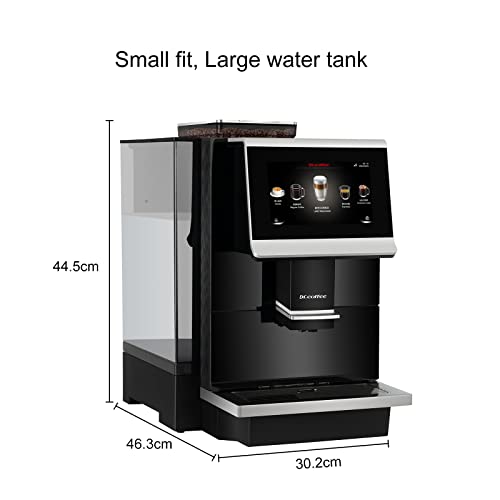 DR.COFFEE C12 - Cafetera totalmente automática, máquina de café espresso con rebabas planas de cerámica, 9 opciones de tamaño de molido, visualización táctil grande HD de 7 pulgadas, 4 depósitos de