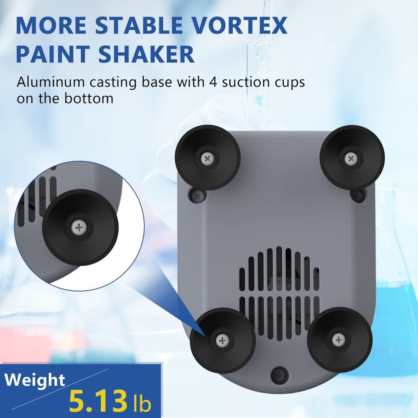 Four E's Scientific Mezclador de vórtice digital LED, velocidad 0-3000 rpm, diámetro orbital 0.236 in, 50/60Hz, táctil, temporizador y modos continuos, mezcla contenedores de 1.7 fl oz en 3 segundos - Sobremesa para laboratorio