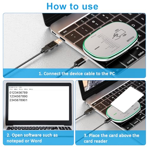 Lector RFID 125KHz y 13.56Mhz lector USB Plug and Play USB HID dispositivo emular teclado para Win Linux Android iOS blanco