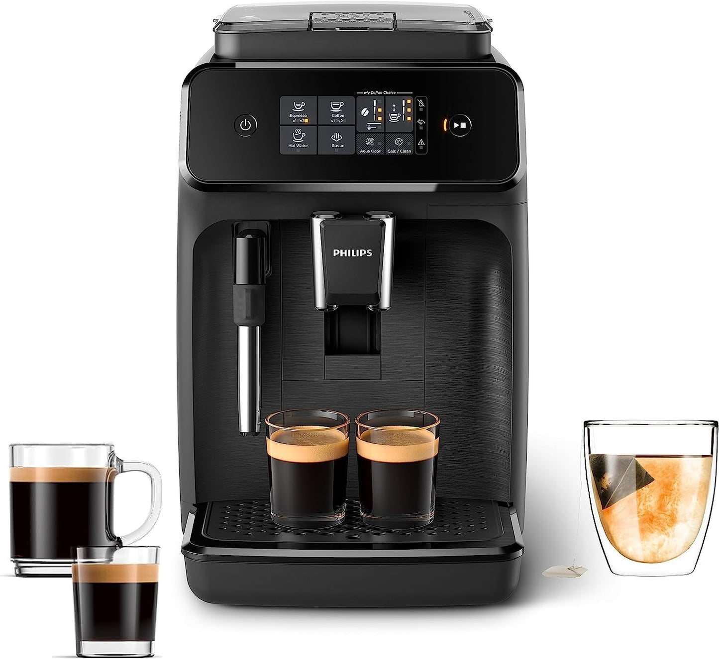 PHILIPS Máquina de espresso Super automática con molino integrado serie 1200 con espumador de leche (EP1220/04)