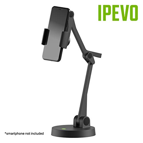 IPEVO Uplift brazo multiángulo para teléfonos inteligentes, soporte de teléfono multi-articulado para comunicación visual y presentaciones