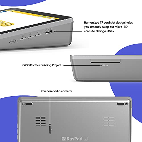 SunFounder RasPad 3.0 - Una tablet todo en uno para Raspberry Pi 4B con visualización táctil de 10.1 pulgadas y batería integrada para proyectos de IoT, programación, juegos, impresión 3D