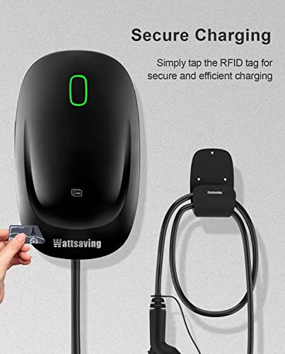 Wattsaving Cargador EV de nivel 2 – Estación de carga de vehículo eléctrico de 240 voltios hasta 40 amperios con enchufe NEMA 14-50 y cable de 24.6 pies, color negro