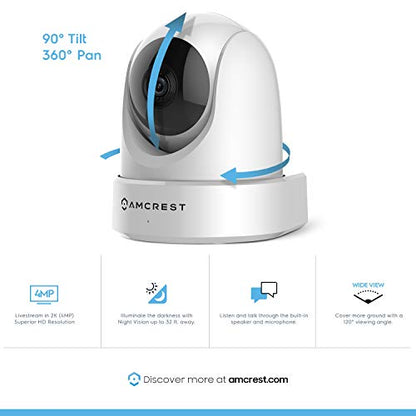 Amcrest - Cámara de seguridad para interiores (4 Mpx, UltraHD, WiFi, visión nocturna, doble banda, 5 ghz/2,4 GHz, 4 Mpx @ ~ 20 FPS, 120° FOV, IP4M-1051W)