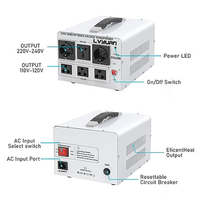 Convertidor de transformador de voltaje de 3000 W de alta resistencia, convertidor elevador hacia arriba/abajo, 110/120 voltios, 220/240v CE, protección contra roturas de circuito