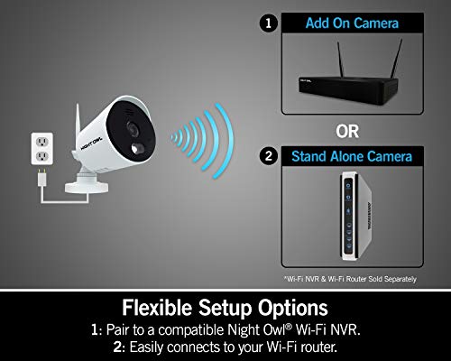 Night Owl - Cámara IP IP HD de 1080p con alimentación de CA para interiores y exteriores con visión nocturna de 100 pies, audio de 2 vías, foco integrado, amplio ángulo de visión y aplicación de visión remota gratuita, paquete de 2