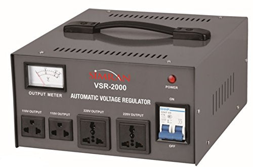 Simran 2000 Watt Step Up/Down Voltage Transformer Converter Box with Built-in Voltage Regulator for 110V-240V