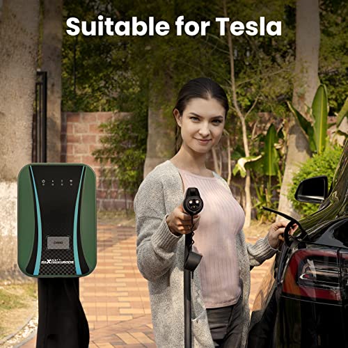 maXpeedingrods Cargador EV de hasta 48amp para Tesla, estación de carga inteligente vehículos eléctricos Wi-Fi 240V J1772 pared EVSE IP65