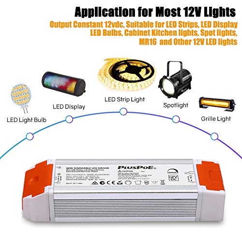 driver regulable LED de 12 V CC 60 W, transformador universal regulado de 12 V CC regulable fuente de alimentación compatible con Lutron, reguladores Leviton para iluminación LED Armacost 840600, atenuación de 0-100%